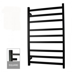 Aqua Matte Black Square 9 Bars Heated Towel Rail